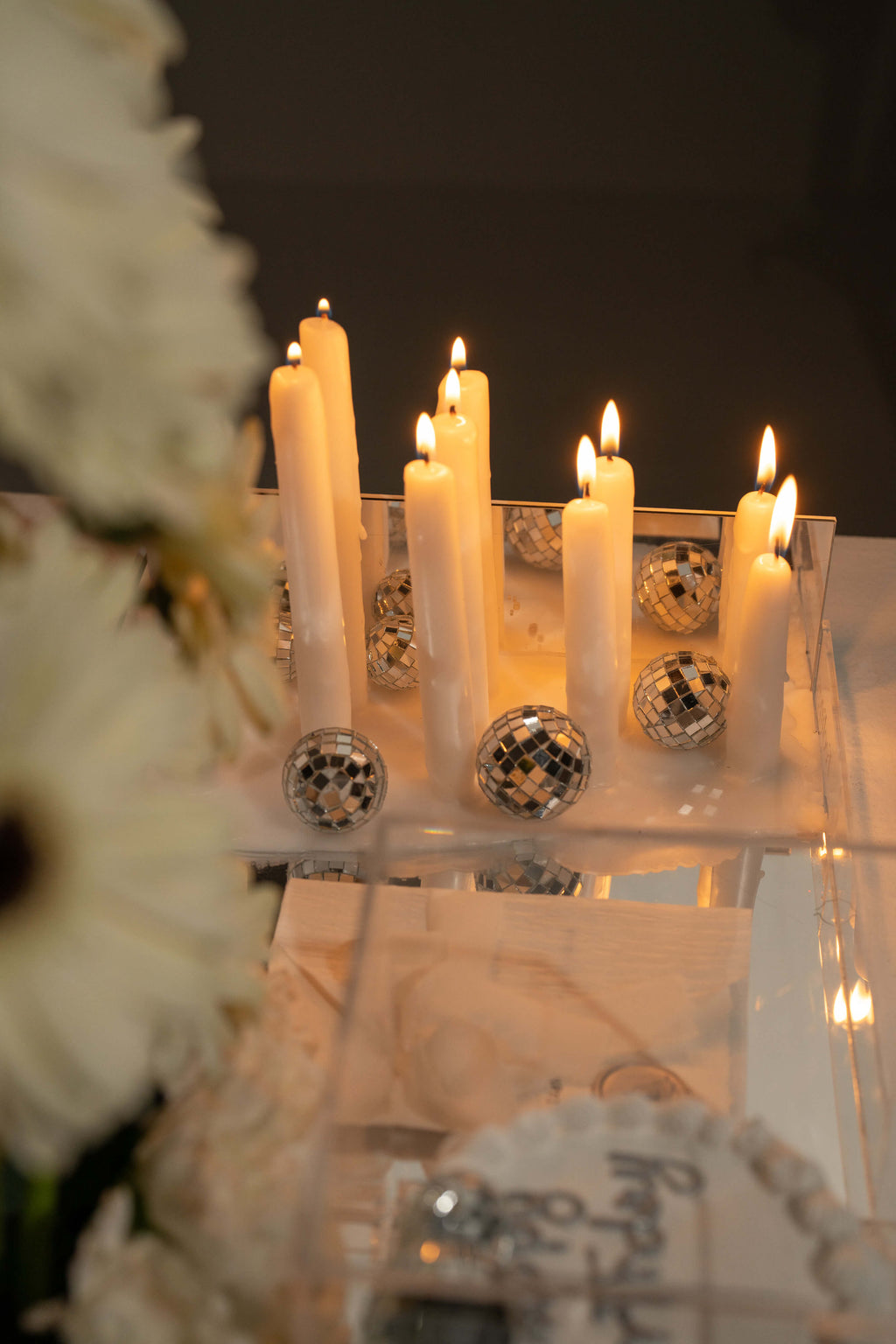 Disco Ball Theme Candle Arrangement
