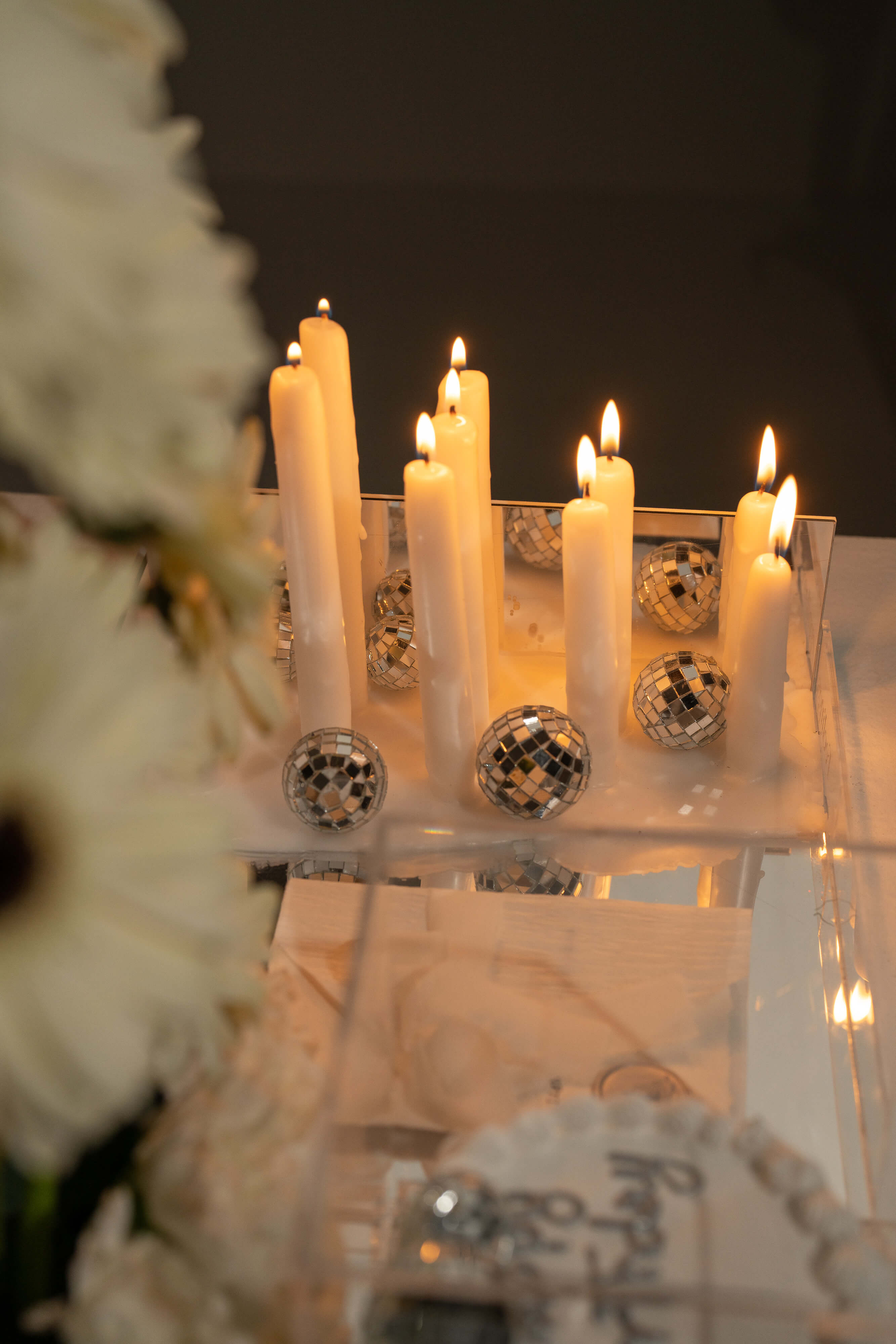 Disco Ball Theme Candle Arrangement
