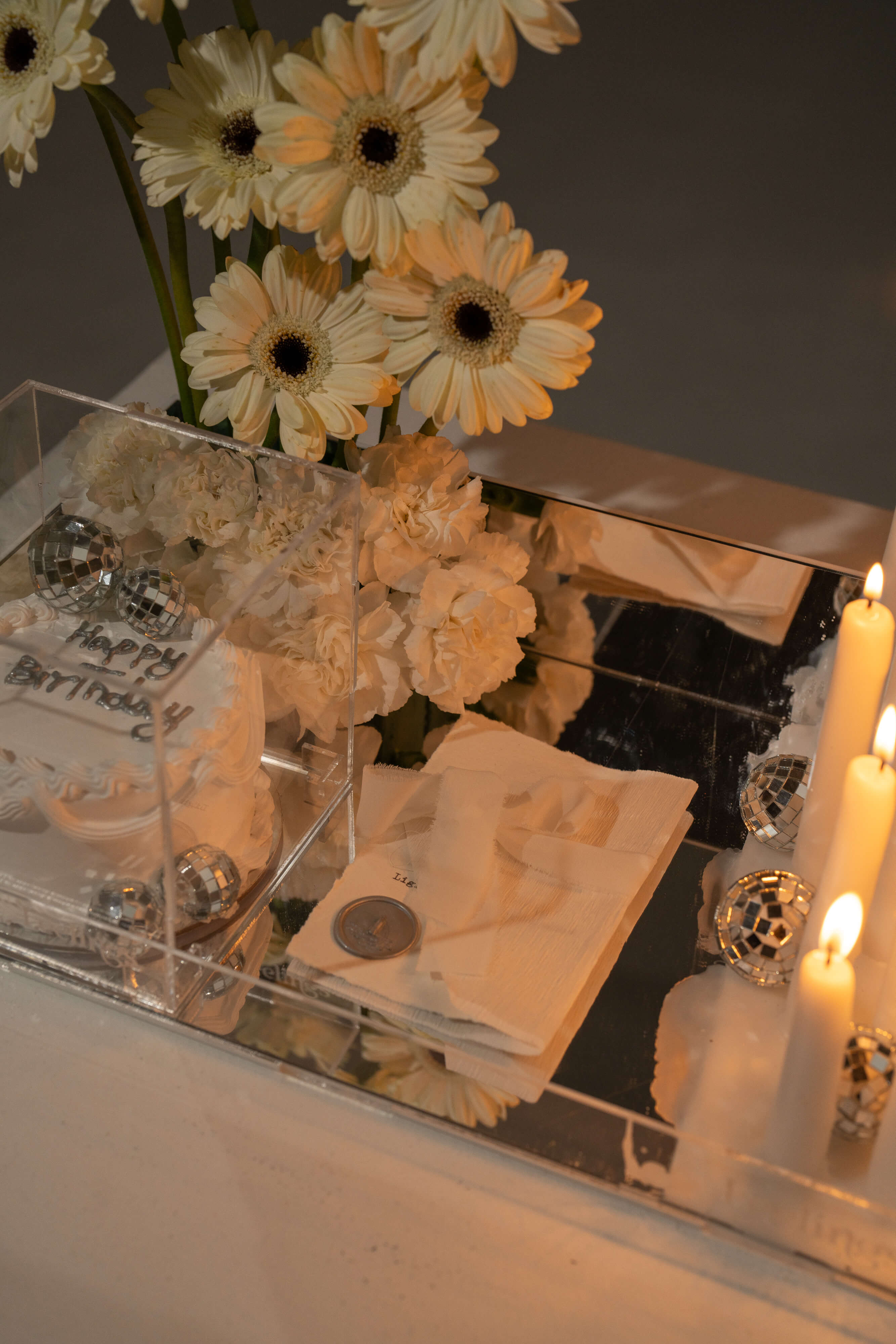 Disco Ball Theme Candle Arrangement