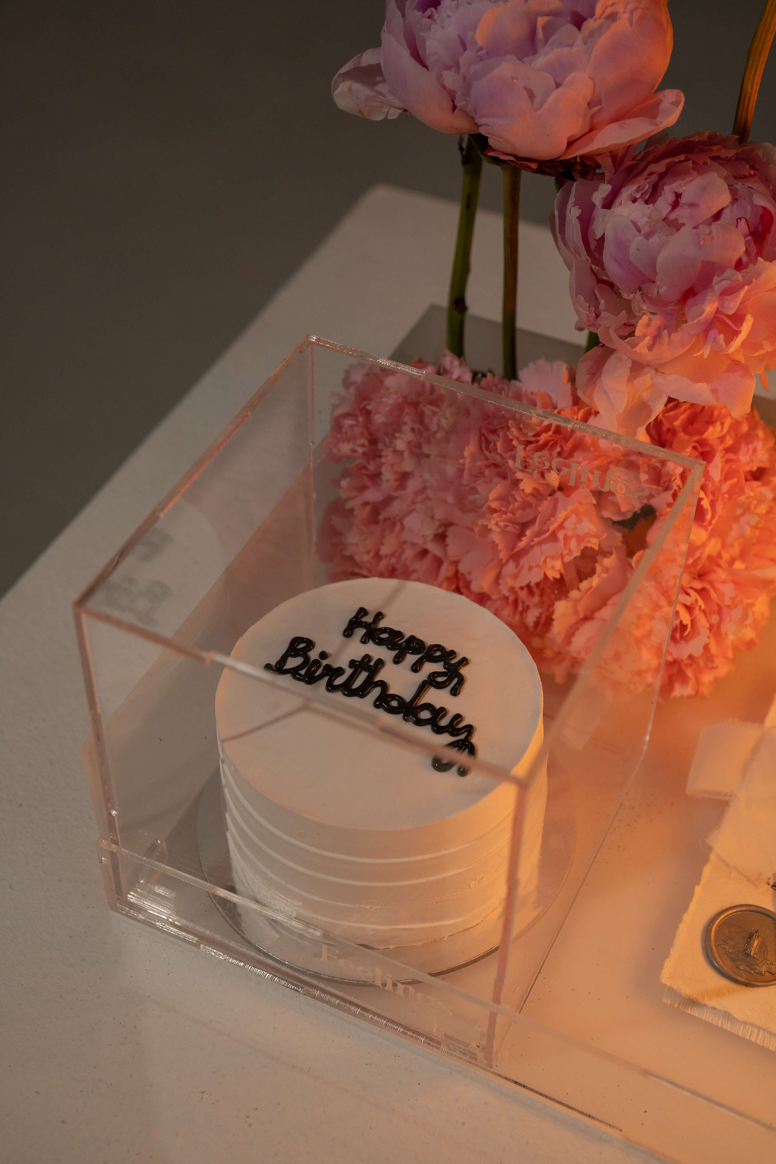 White & Peony Candle Arrangement