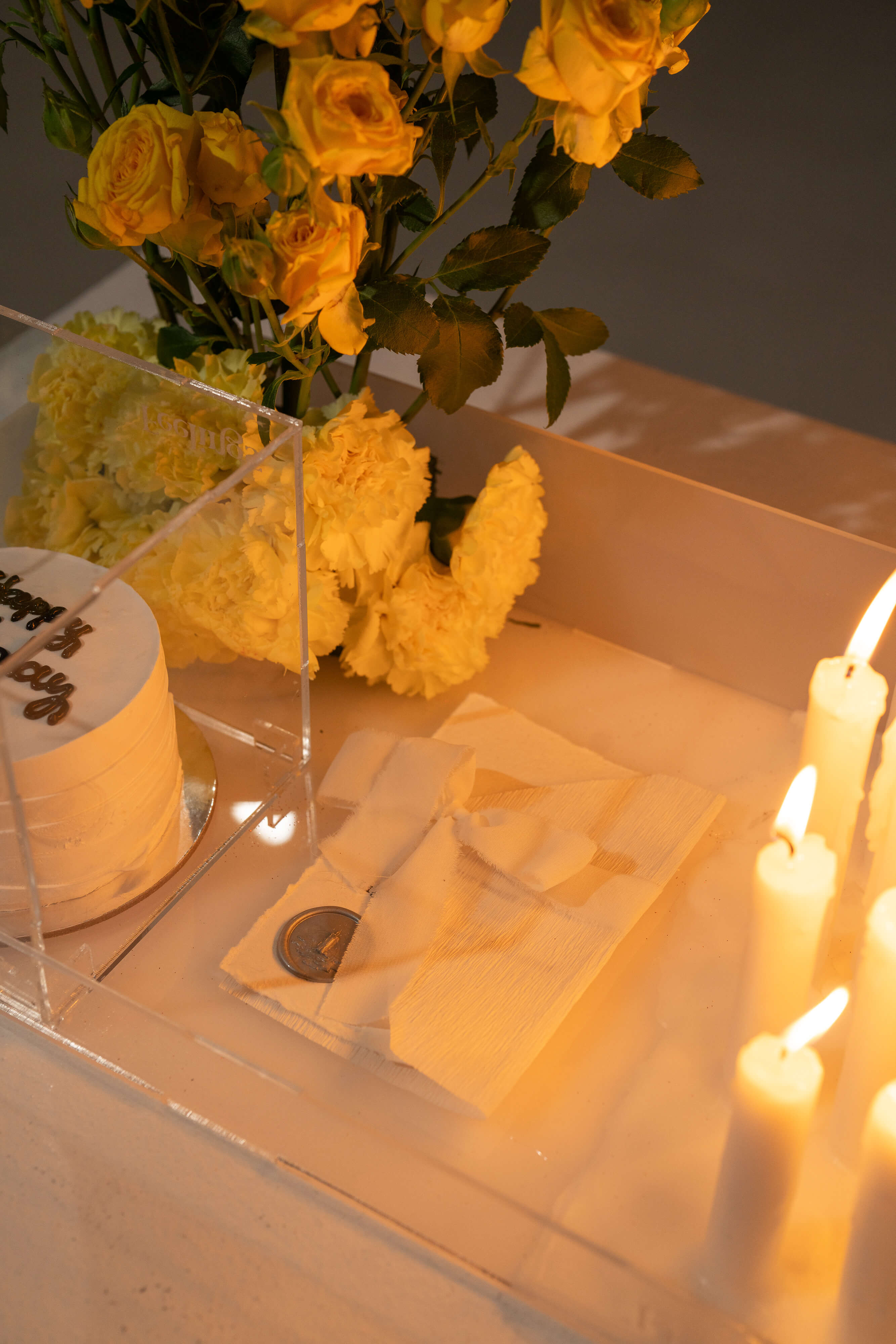 Baby Rose Theme Candle Arrangement